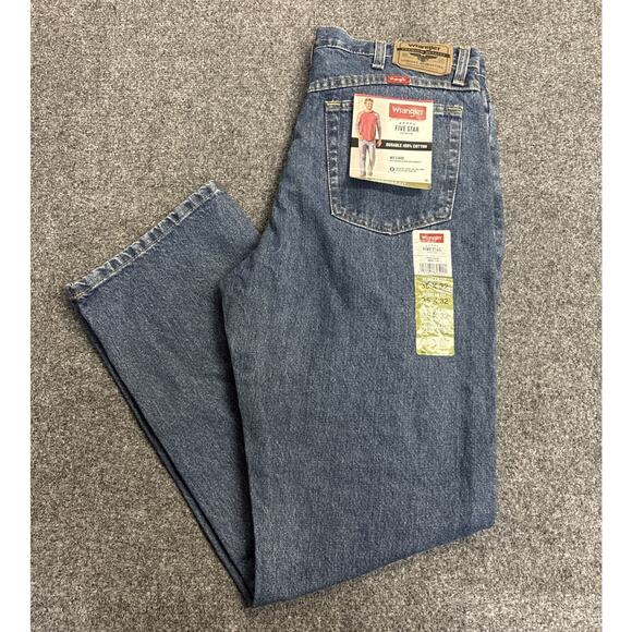 NWT Wrangler Five Star Premium Durable Cotton Relaxed Fit Jeans Men’s 35x32 - Picture 1 of 8